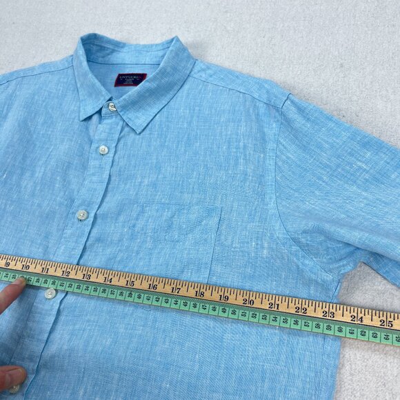 UNTUCKit Shirt Mens XL Slim Fit 100% Linen Chambray Light Blue Long Sleeve - Picture 6 of 7